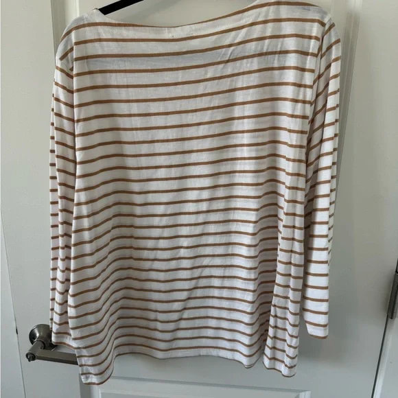 J. Crew White and Tan Striped Blouse - Picture 3 of 6